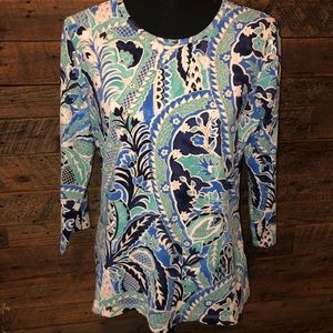 J.McLaughlin designer stretch blouse size L like new